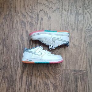 Rare Nike Air Force 1 Youth Size 10c White Gray Pink Teal Orange